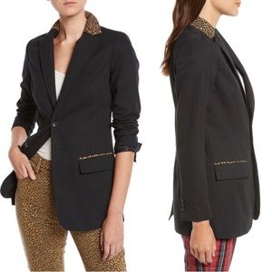 Current/Elliott The Calla Leopard Print Trimmed Blazer